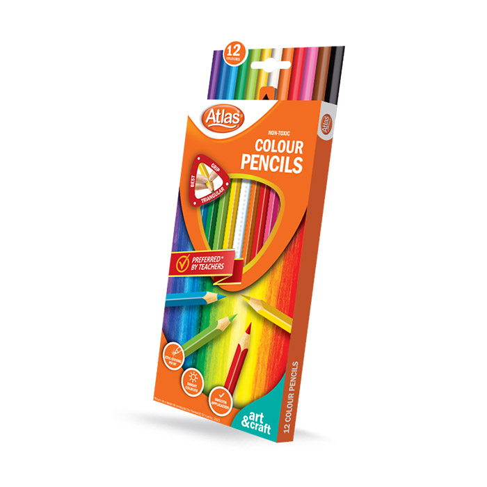 Atlas Triangular Colour Pencils - Pack of 12